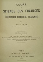 Cours de Sciece des Finances et de Legislation Financiere Franaise Ed.1925